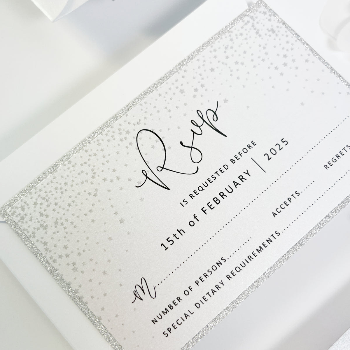 Silver Glitter Winter Wonderland Invitation, Laser Cut Snowflakes with Belly Band, Winter Wedding