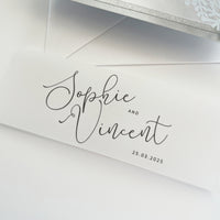 Silver Glitter Winter Wonderland Invitation, Laser Cut Snowflakes with Belly Band, Winter Wedding