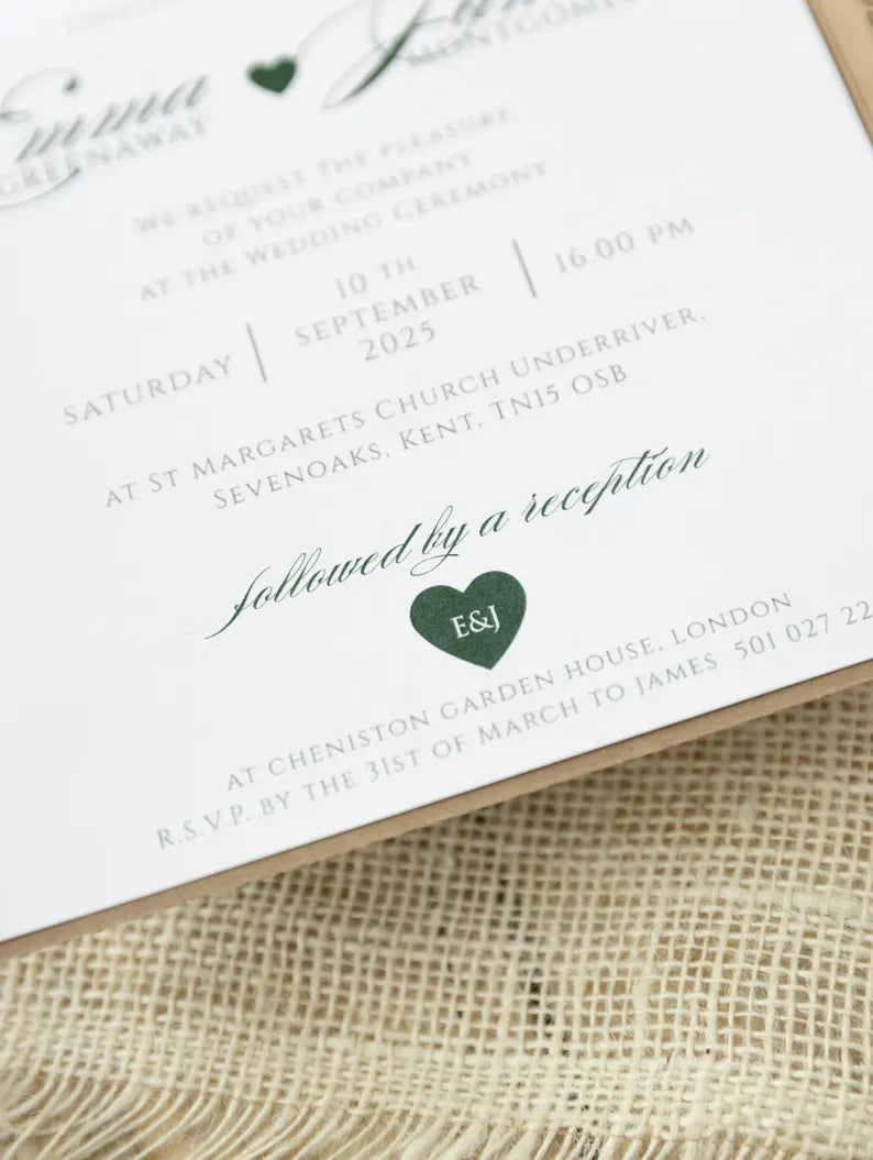 Rustic Eco Wedding Invitations – Personalised Printed Wedding Stationery Set | Boho Wedding Invite, Laser Cut Tree of Life
