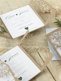 Rustic Eco Wedding Invitations – Personalised Printed Wedding Stationery Set | Boho Wedding Invite, Laser Cut Tree of Life