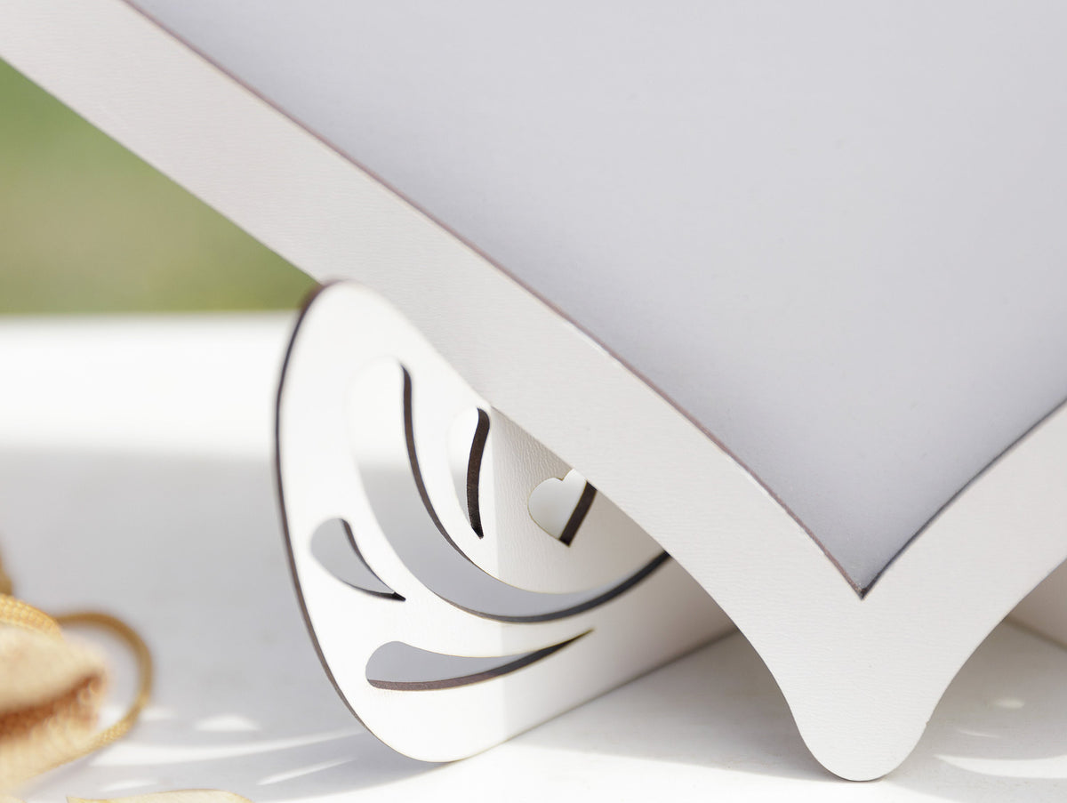 White Heart Shaped Personalised Wooden Wedding Guest Book Drop Box with Wooden Box + Wooden Pen + Woodem Hearts Set