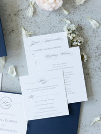 Classic Lace Pocketfold Wedding Invitation Suit, Laser Cut Folder, Invite with Envelope