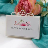 Delicate & Romantic Ivory Place Cards with Laser Cut Details - Wedding Stationery, Place Cards with Names