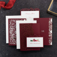 Elegant Luxury Wine Order of Service with Laser Cut Details - Wedding Stationery