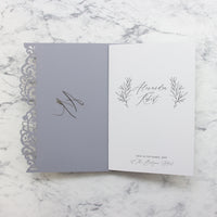 Ash Grey Order of Service Cover with Laser Cut Details - Order of Service, Wedding Booklet