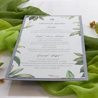 Greenery Ash Grey Plate Menu - Wedding Table Menu, On the Day Stationery