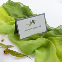 Greenery & Grey Place Cards Minimalist Leaf Print - Wedding Stationery