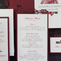 Plate Wine Menu Elegant Luxury with Laser Cut Details - Wedding Table Menu, On the Day Stationery