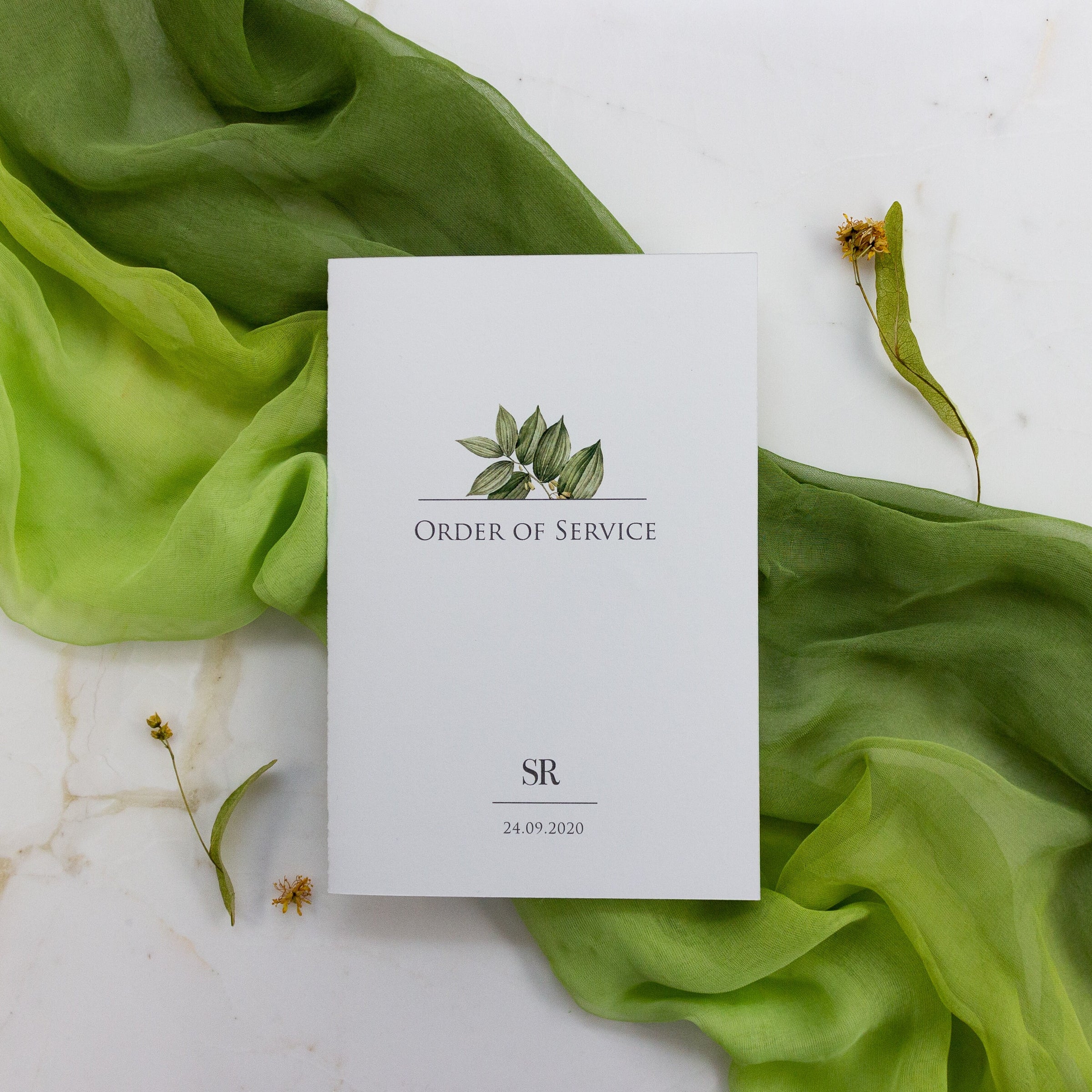 Minimalist Order of Service - Leaf Boho Stationery, Wedding Booklet