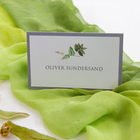 Greenery & Grey Place Cards Minimalist Leaf Print - Wedding Stationery