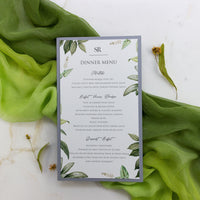Greenery Ash Grey Plate Menu - Wedding Table Menu, On the Day Stationery
