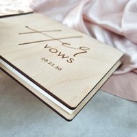 Side view of the Her Vows wedding vow book.