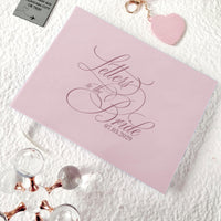 Personalized “Letters to the Bride” book with blush pink vegan leather cover and elegant engraving. A meaningful keepsake for bridal showers or weddings, perfect for collecting heartfelt notes, wishes, and advice from loved ones.
