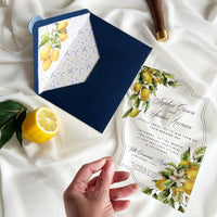 Santorini Acrylic Wedding Invitations – Mediterranean Lemon Design