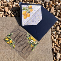 Santorini Acrylic Wedding Invitations – Mediterranean Lemon Design