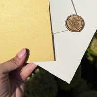 Gold Mirror Acrylic Invitation, Mediterranean Lemon Wedding Card, Personalised Destination Invite from Santorini