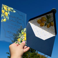 Santorini Acrylic Wedding Invitations – Mediterranean Lemon Design