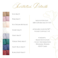 Classic Lace Pocketfold Wedding Invitation Suit, Laser Cut Folder, Invite with Envelope