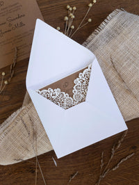 Rustic Laser Cut Wedding Invitations, Boho Cards with Tag & Jute String