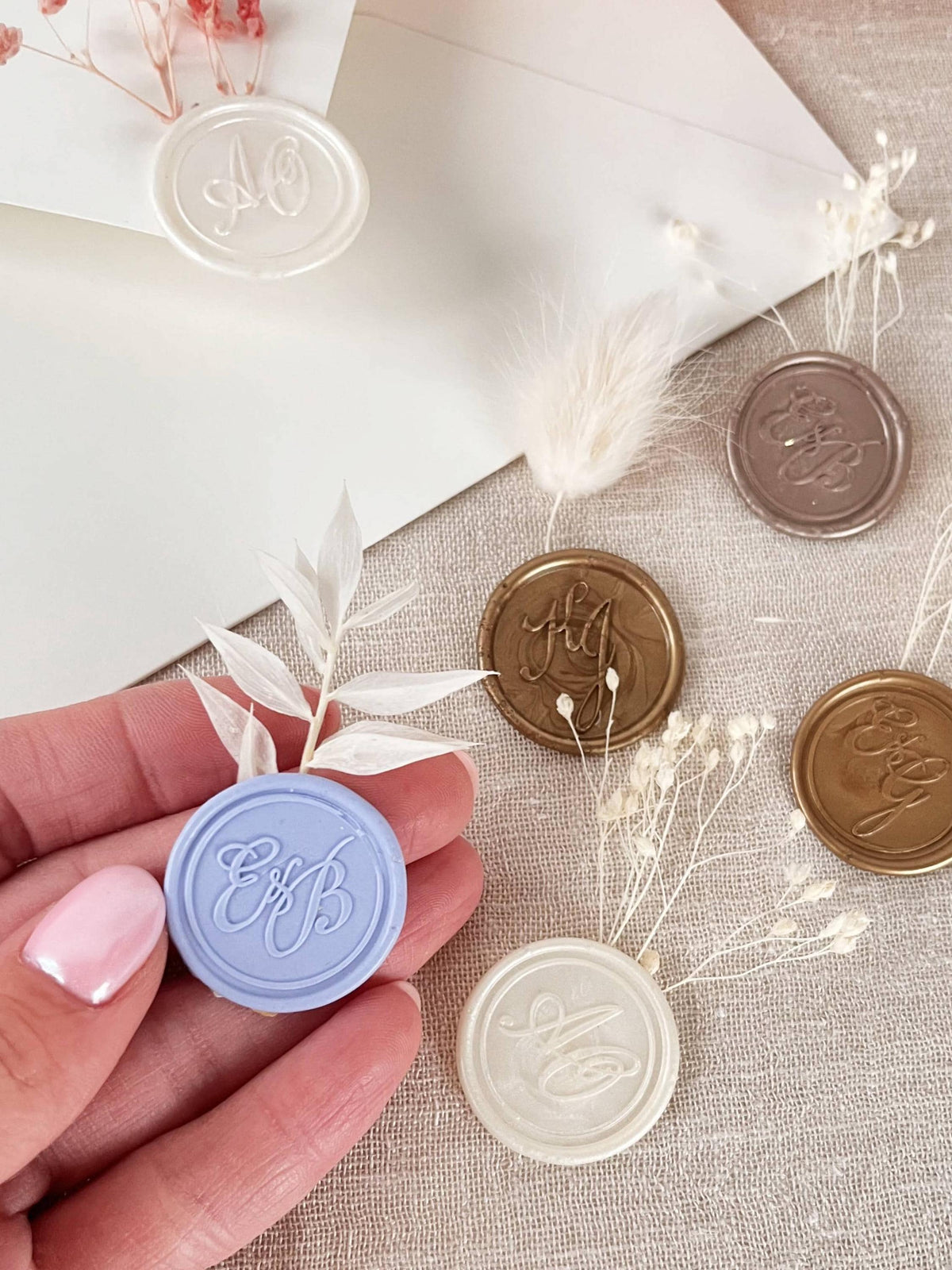 Personalized Initial Wax Seals Stickers, Handmade Wax Seals for Wedding Invitation