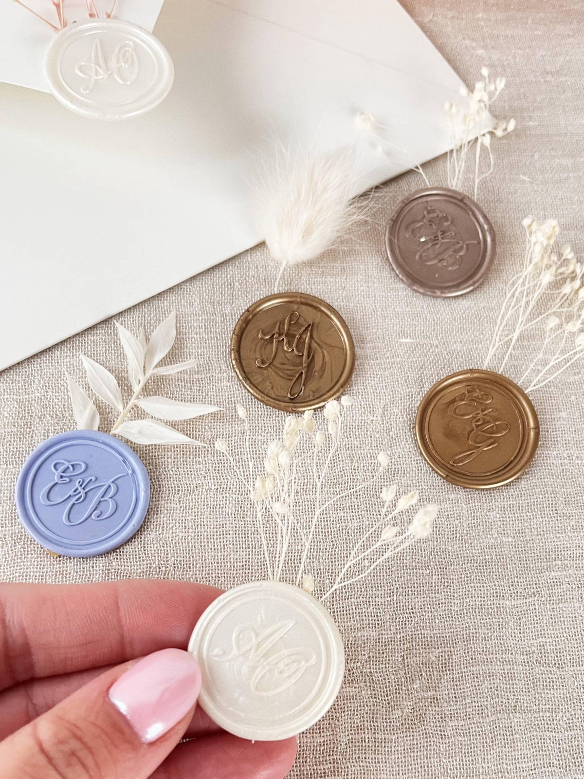 Personalized Initial Wax Seals Stickers, Handmade Wax Seals for Wedding Invitation