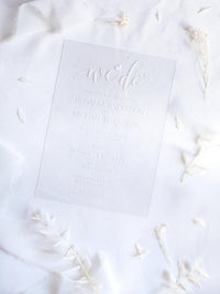 Watercolour Venue Wedding Invitation Suite, Acrylic & Vellum with Wax Seal and Dried Flowers