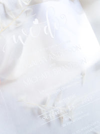 Watercolour Venue Wedding Invitation Suite, Acrylic & Vellum with Wax Seal and Dried Flowers