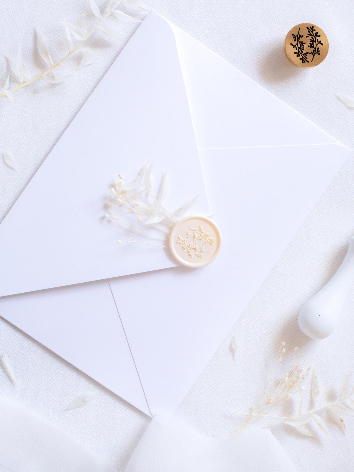Watercolour Venue Wedding Invitation Suite, Acrylic & Vellum with Wax Seal and Dried Flowers