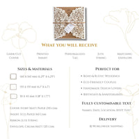 Rustic Laser Cut Wedding Invitations, Boho Cards with Tag & Jute String