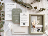 Velvet Wedding Box Suite with Acrylic Invite & Watercolour Venue | Villa Woodbine