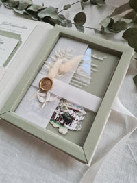 Velvet Wedding Box Suite with Acrylic Invite & Watercolour Venue | Villa Woodbine