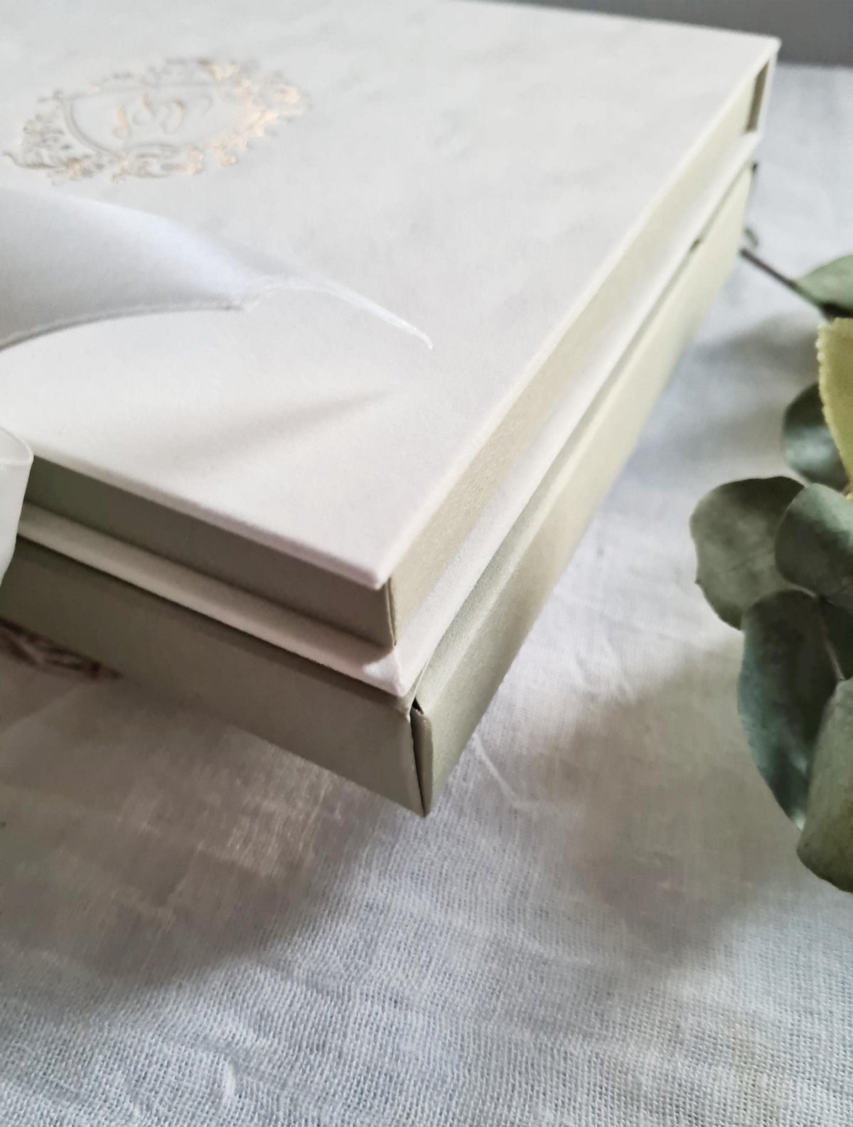 Velvet Wedding Box Suite with Acrylic Invite & Watercolour Venue | Villa Woodbine