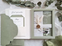 Velvet Wedding Box Suite with Acrylic Invite & Watercolour Venue | Villa Woodbine