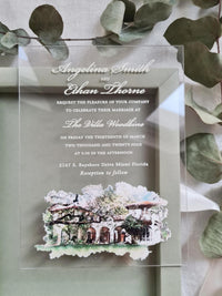 Velvet Wedding Box Suite with Acrylic Invite & Watercolour Venue | Villa Woodbine