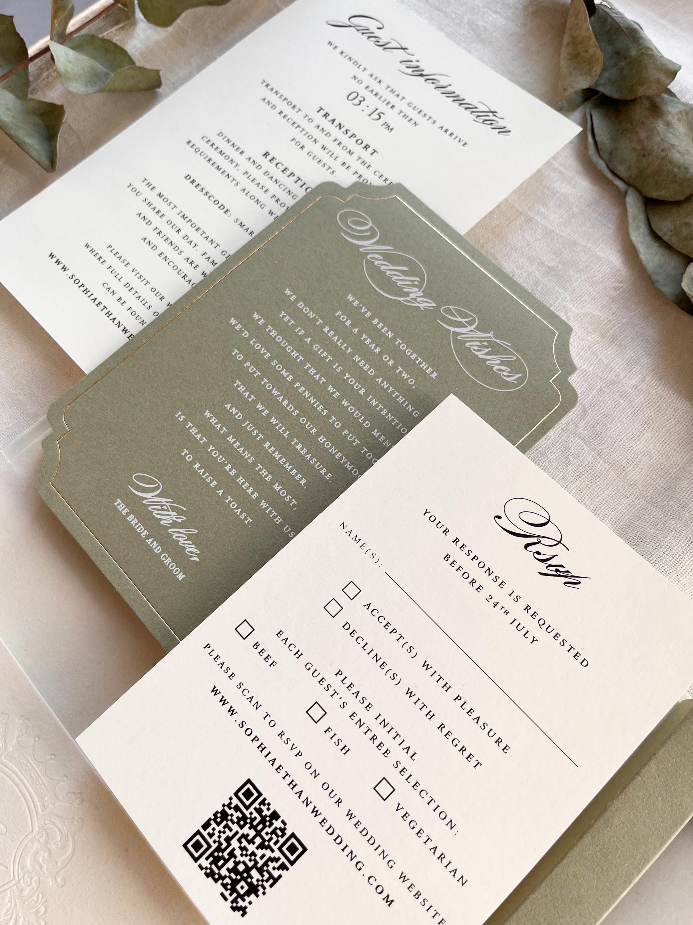 Luxury Invitation Suite with Watercolour Venue & Emerlad Velvet Box