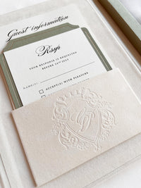 Velvet Wedding Box Suite with Acrylic Invite & Watercolour Venue | Villa Woodbine