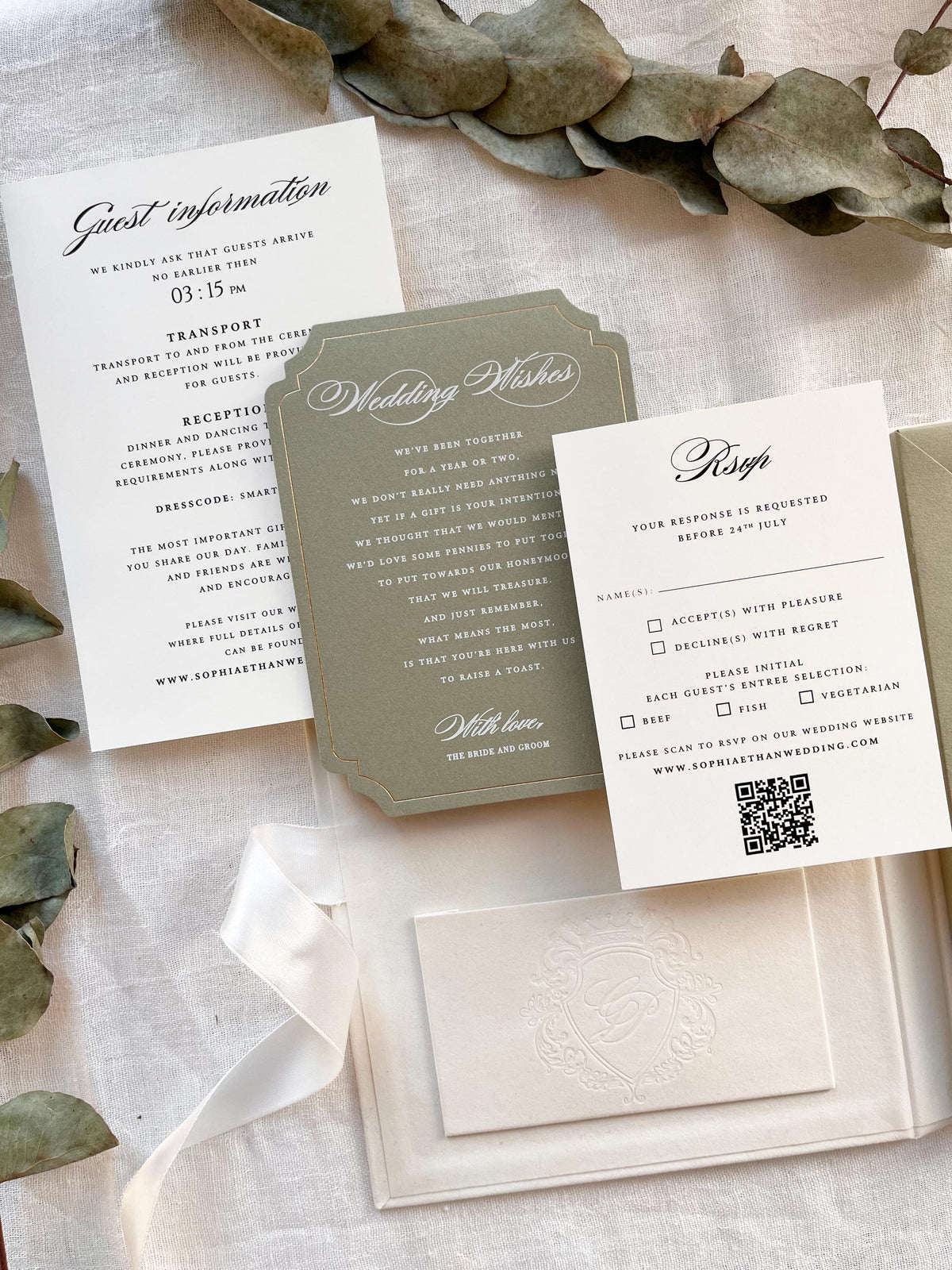 Velvet Wedding Box Suite with Acrylic Invite & Watercolour Venue | Villa Woodbine