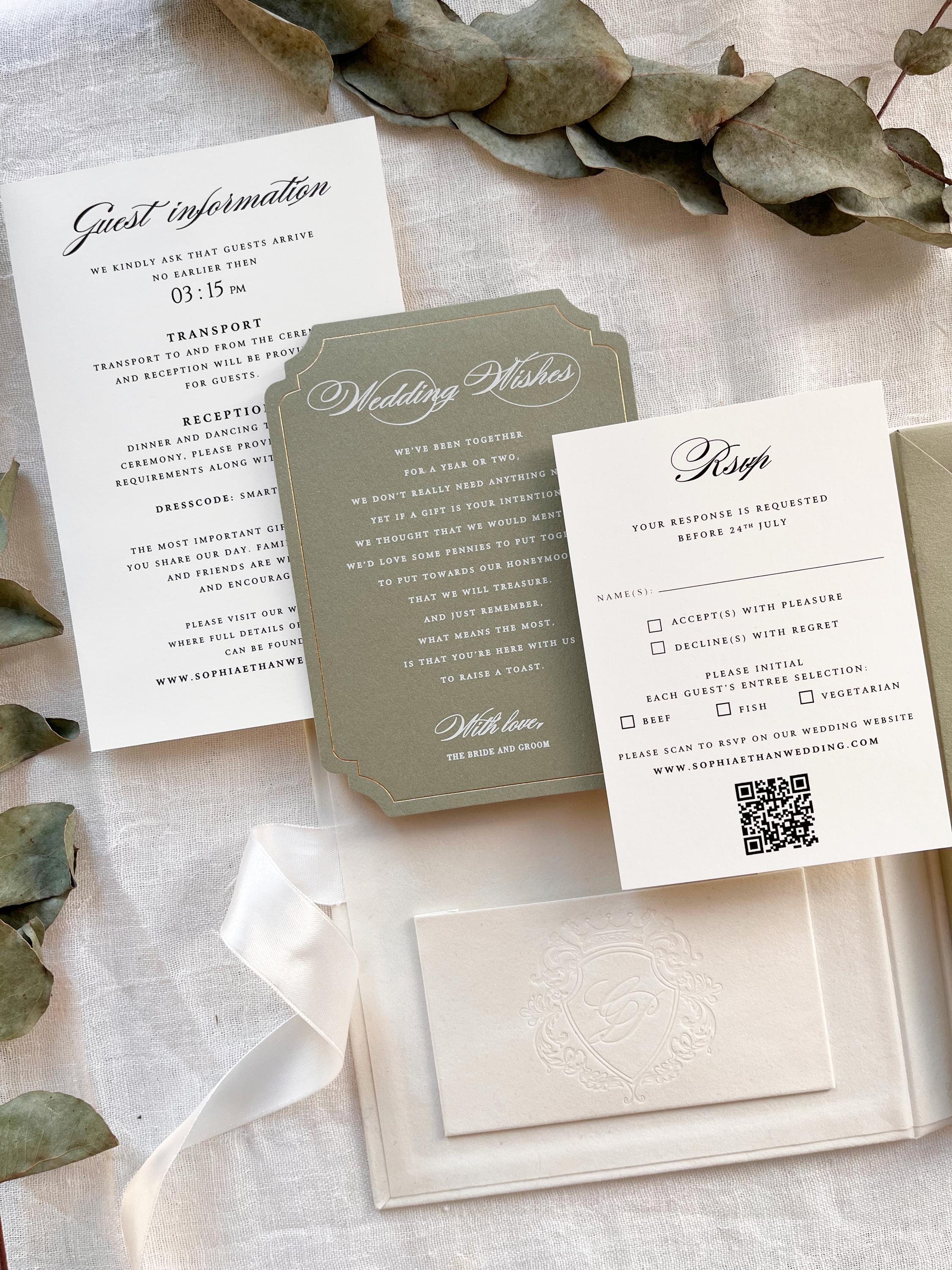Velvet Wedding Box Suite with Acrylic Invite & Watercolour Venue | Villa Woodbine