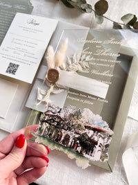 Velvet Wedding Box Suite with Acrylic Invite & Watercolour Venue | Villa Woodbine