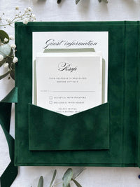 Emerald Velvet Invitation Box, Acrylic Invite with Custom Watercolour Venue | Joannite Castle