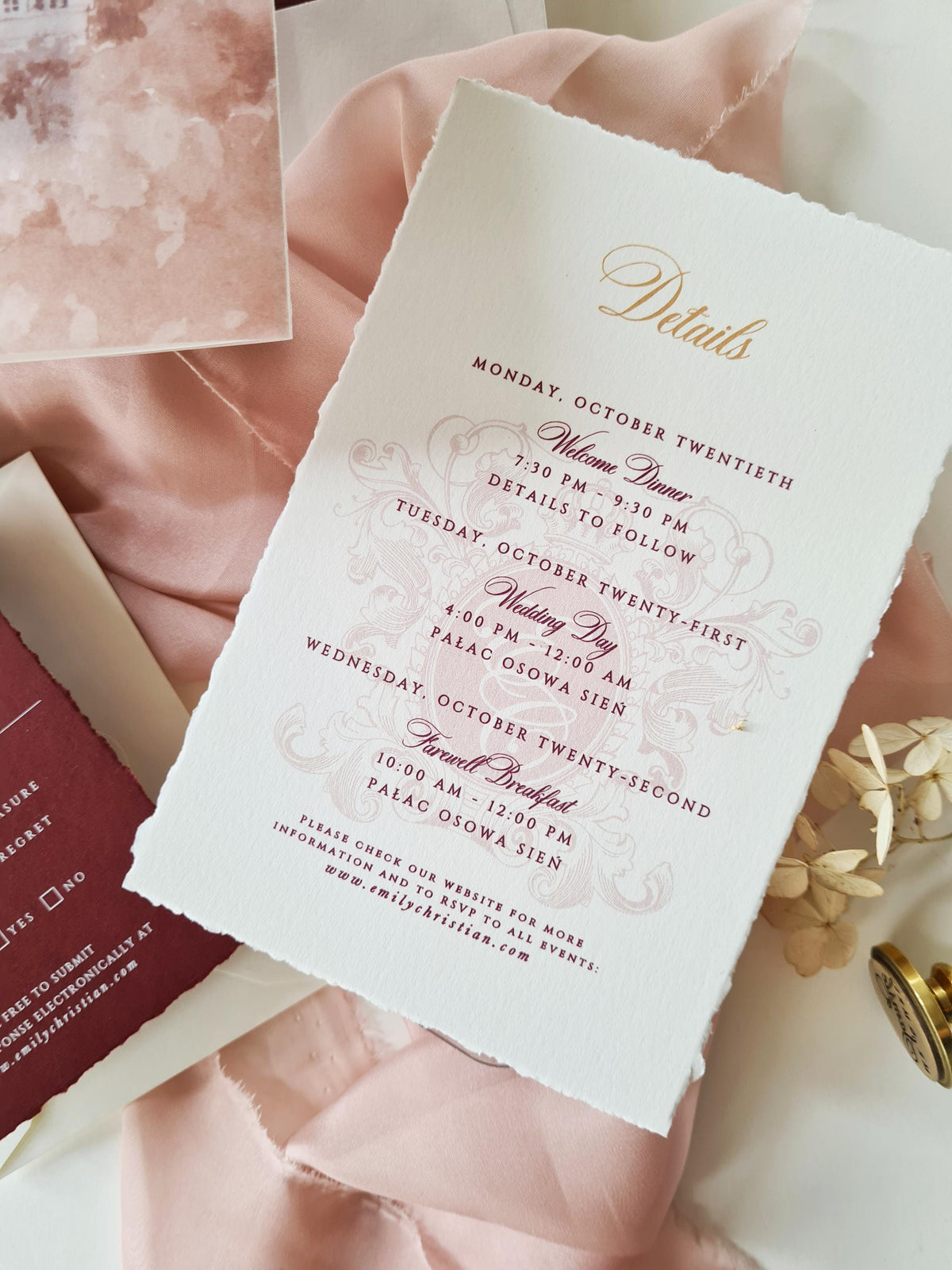 Custom Vellum Gatefold Wedding Invitation with Watercolour Venue Illustration | Wax Seal Monogram | Deckled Edge Stationery