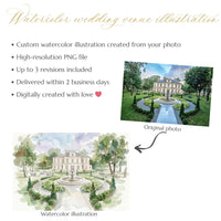 Custom Wedding Venue Watercolour Illustration | Personalized Digital Artwork (Digital Download)