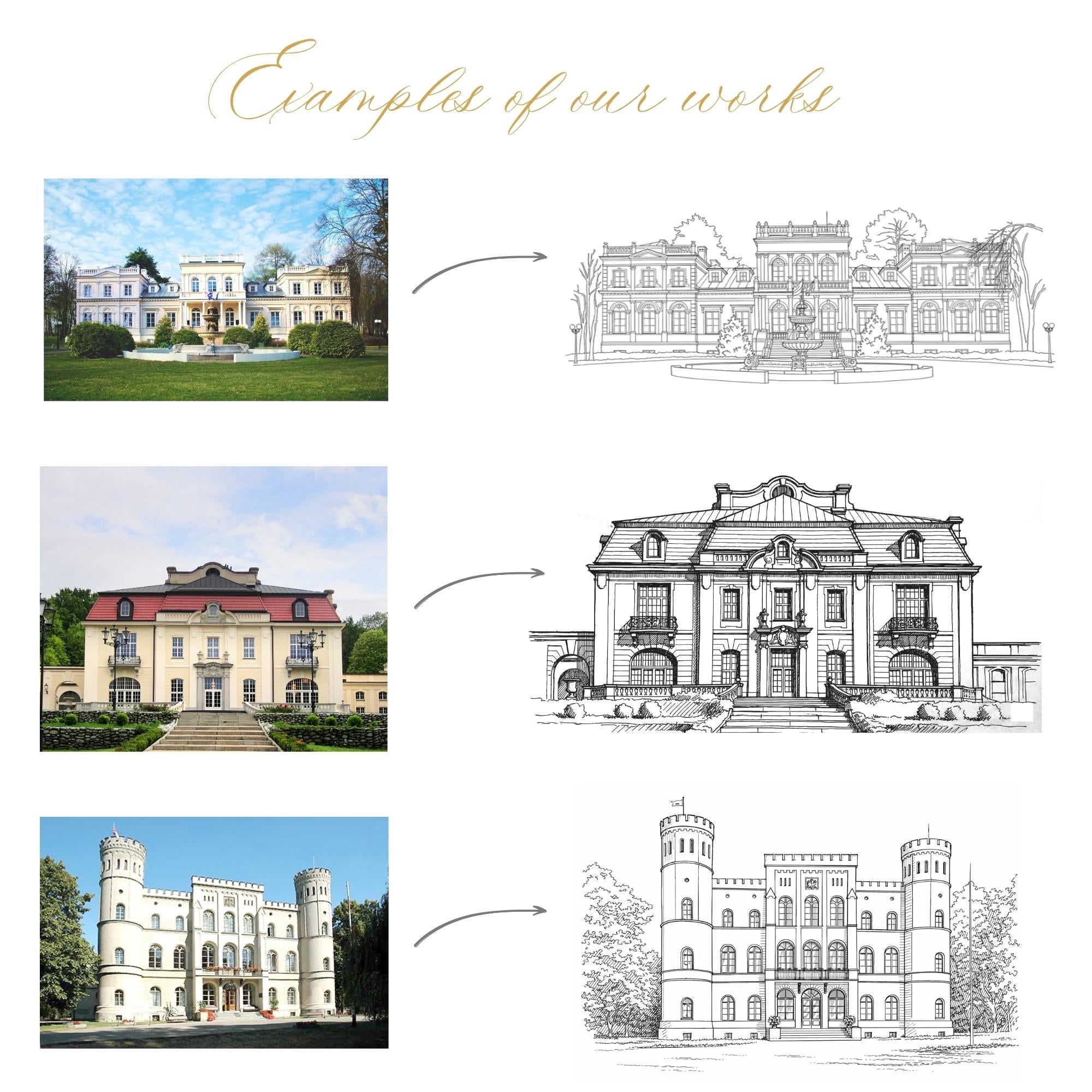 Custom Wedding Venue Sketch from Photo - Digital Download