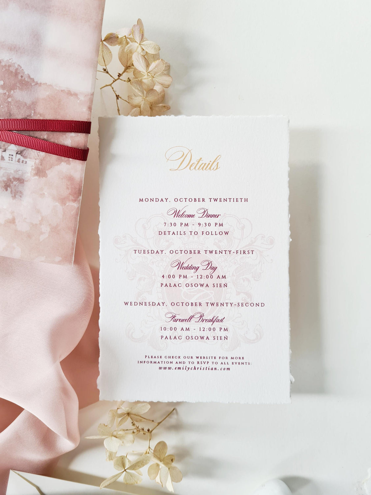 Custom Vellum Gatefold Wedding Invitation with Watercolour Venue Illustration | Wax Seal Monogram | Deckled Edge Stationery