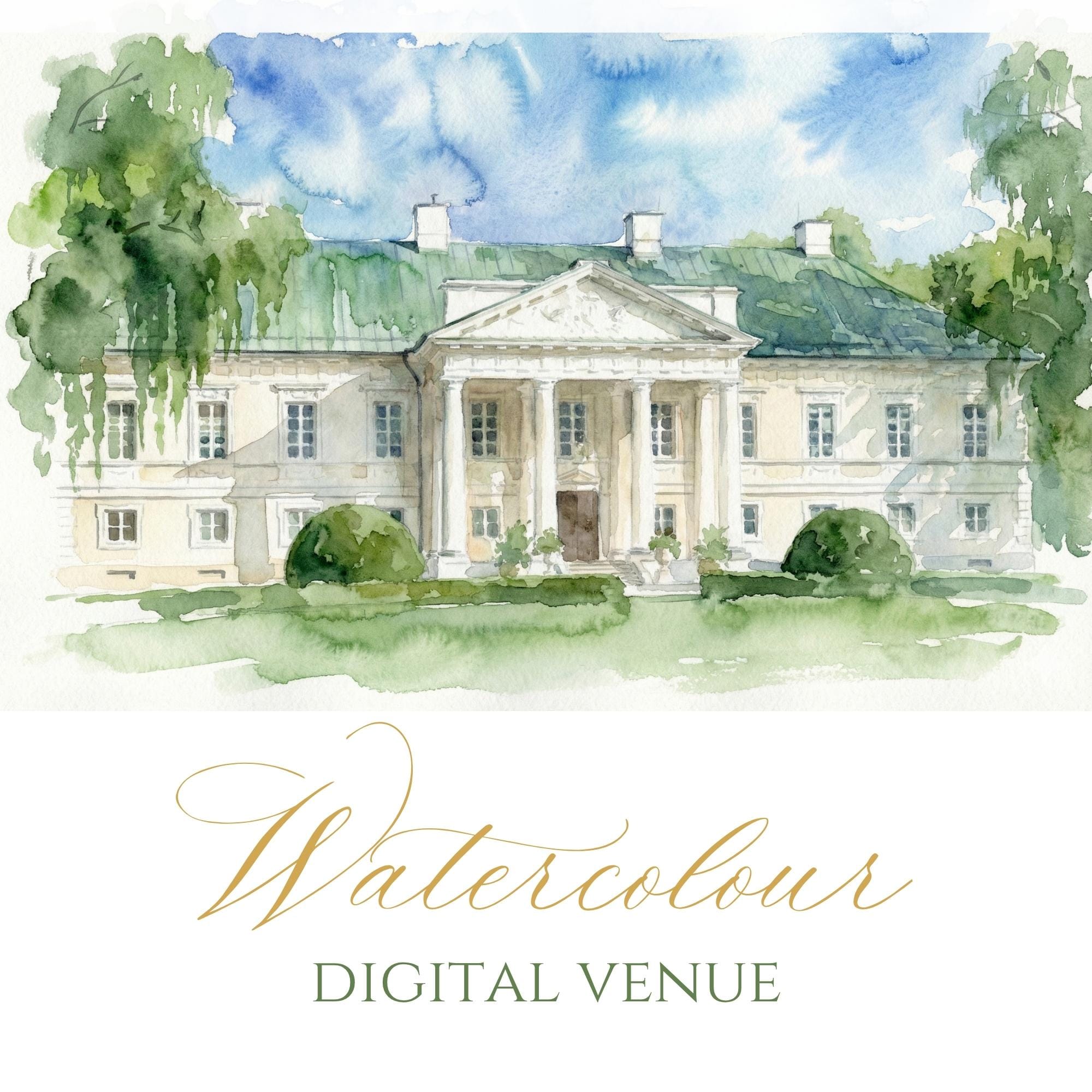Custom Wedding Venue Watercolour Illustration | Personalized Digital Artwork (Digital Download)