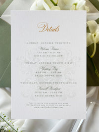 Vellum Wedding Invitation with Watercolour Venue Illustration, Wax Seal, Sage Green Ribbon & Deckled Edges