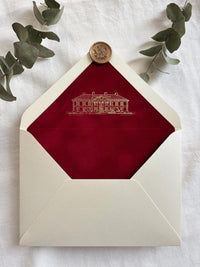 Burgundy Velvet Wedding Invitations, Gold Foil Invite, Luxury Hardcover Wedding Invitation, Rose Embossed 5x7 Suite