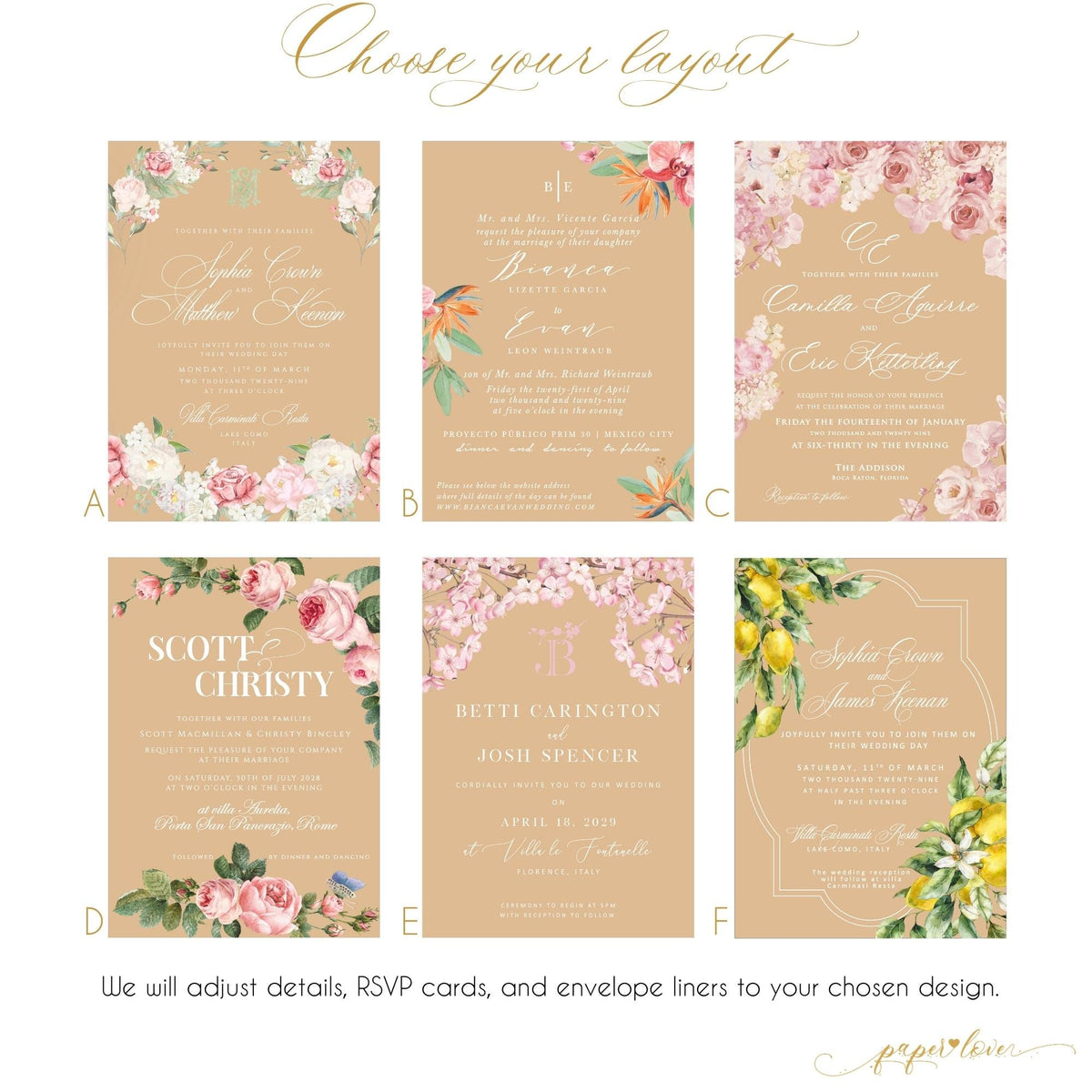 Gold Mirror Acrylic Wedding Invitation Suite - Personalised Invite, Details, RSVP, Custom Colour Tri-Fold Pocket