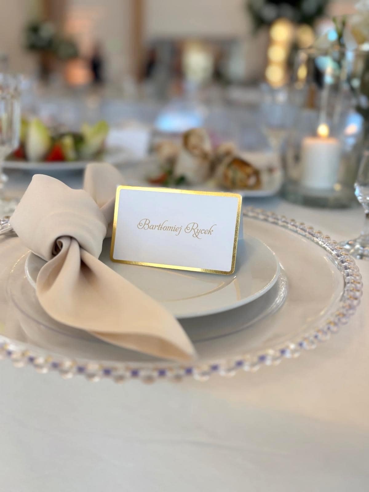 Wedding Place Cards with Gold Foil Border - Personalised Minimalist Escort Cards, Seating Cards