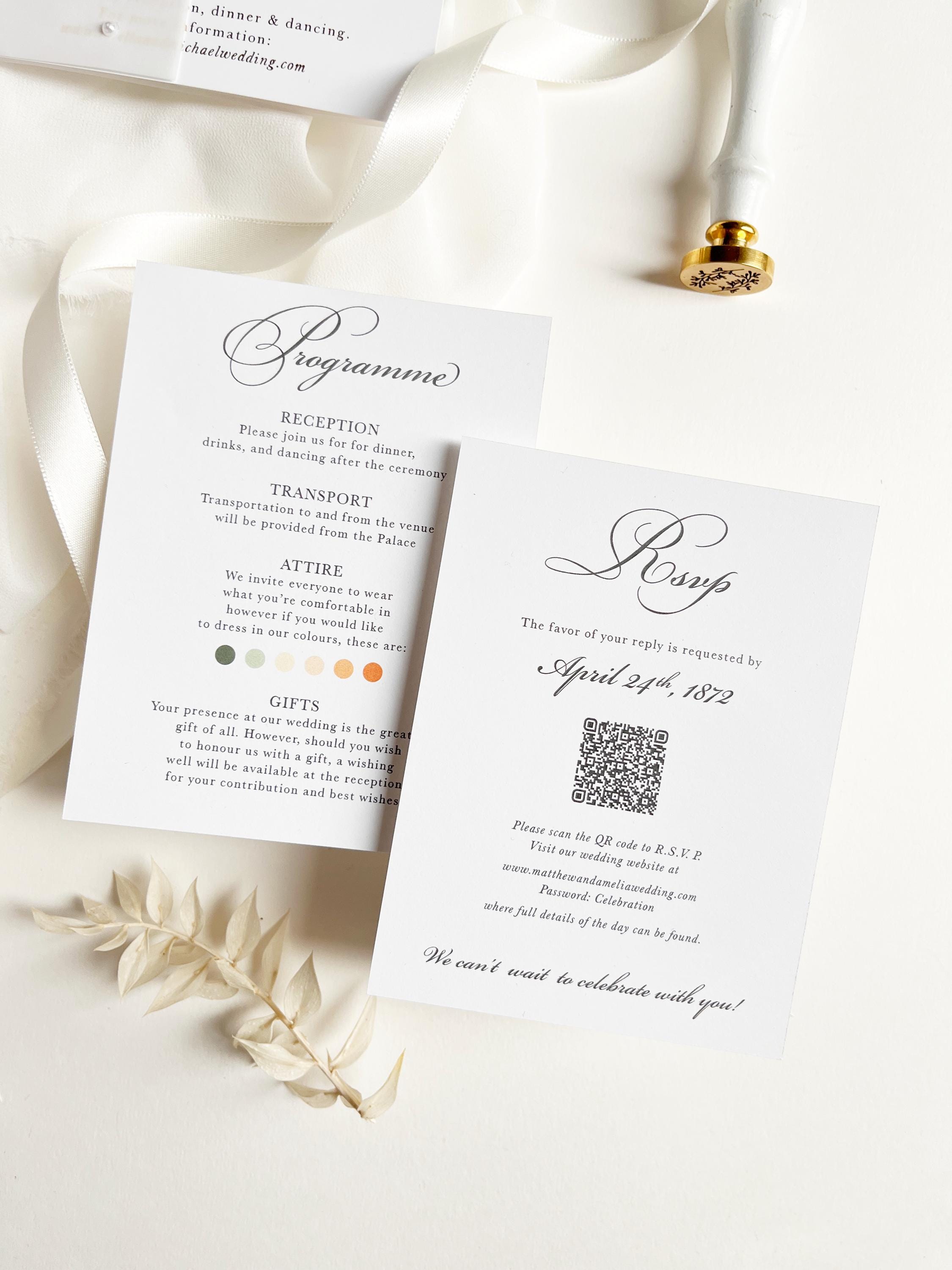 Gold Foil Wedding Invitation Suite with Pearl Embellishments, Wax Seal & Dried Flowers
